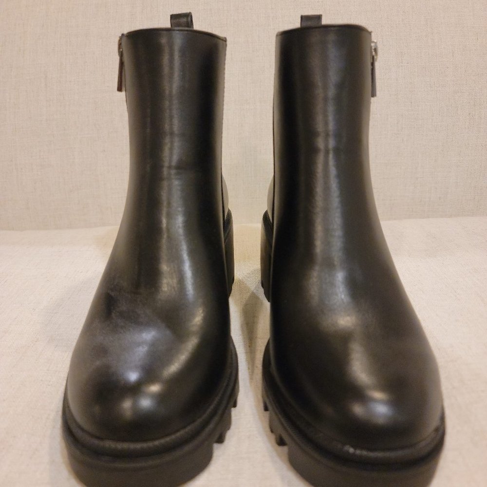 Shoe Dazzle Danilyn Lug Sole Black Bootie
